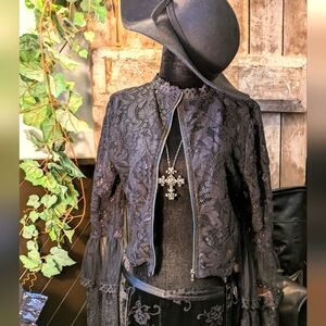 Elegant Black Lace Women Top